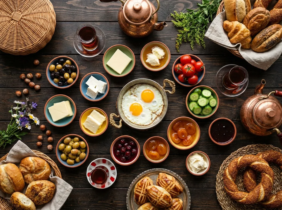 Boğaz manzaralı serpme köy kahvaltısı - Pileki Pide Sarıyer
